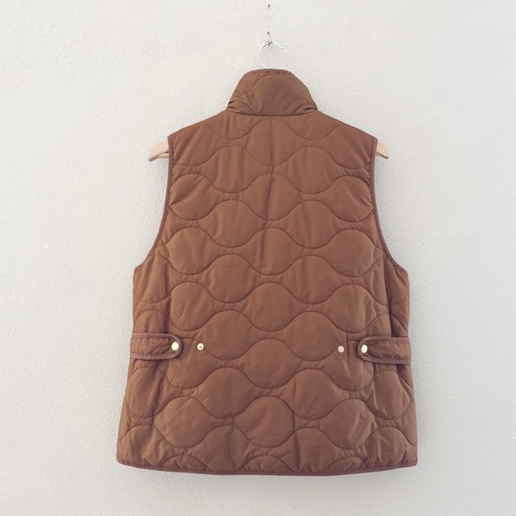 J. Crew Quilted Excursion Vest Large Camel Brown Puff Classic Preppy Equestrian - Picture 4 of 12